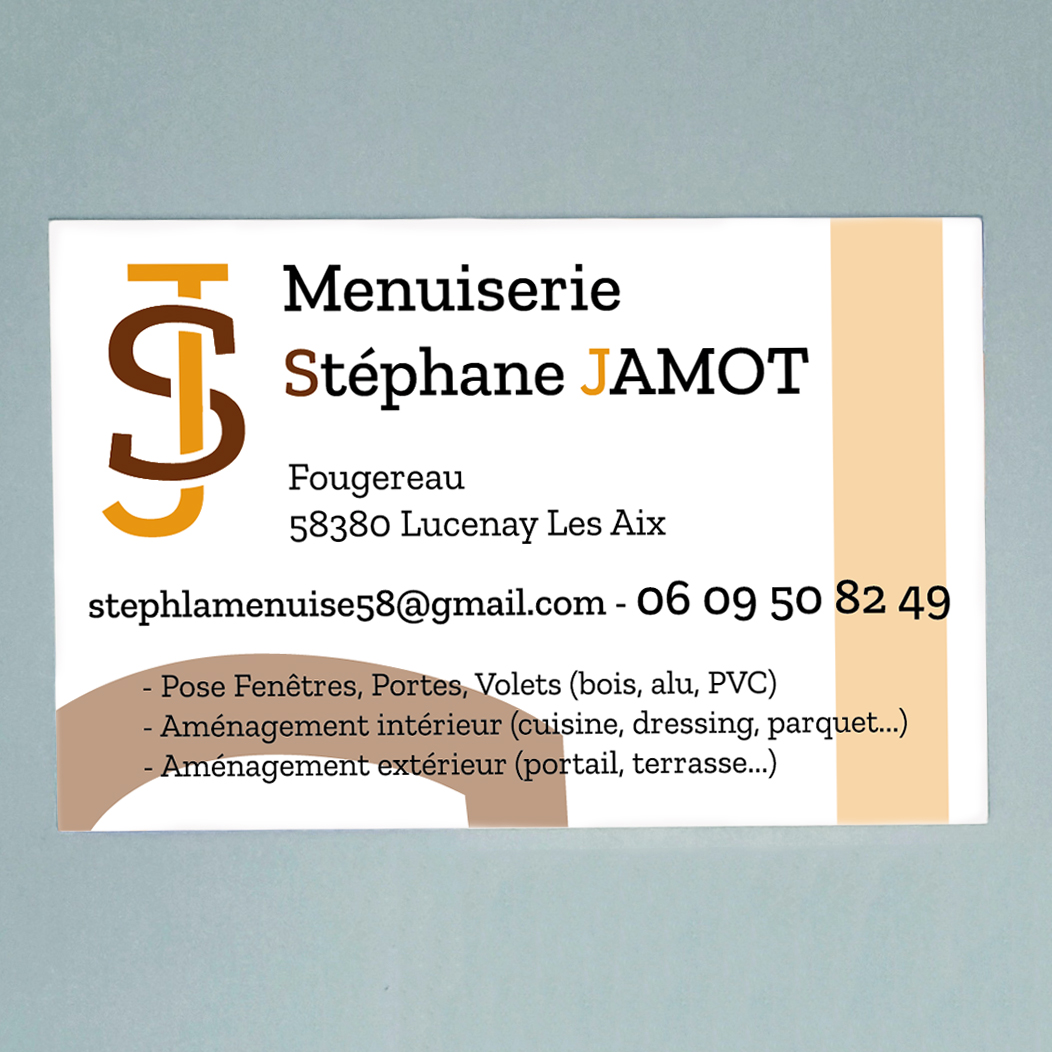 Projet Refonte logo et création carte de visite : Menuiserie Stéphane JAMOT